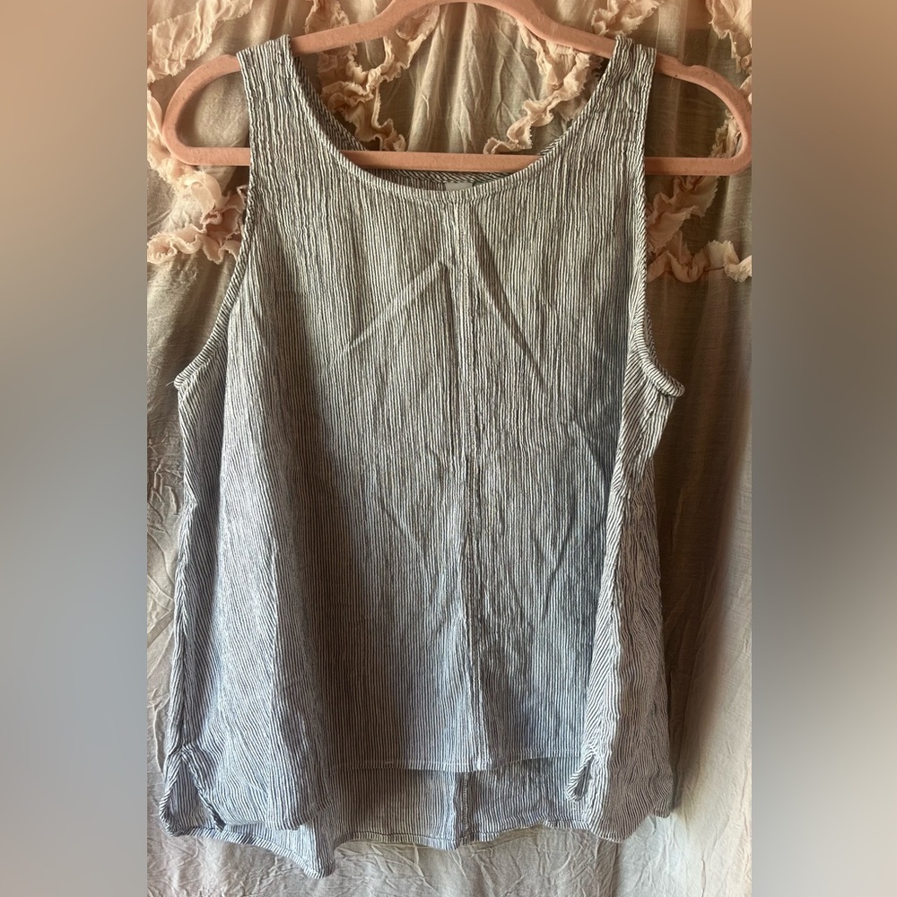 Susina Lightweight Blue-White Striped Tank Top
